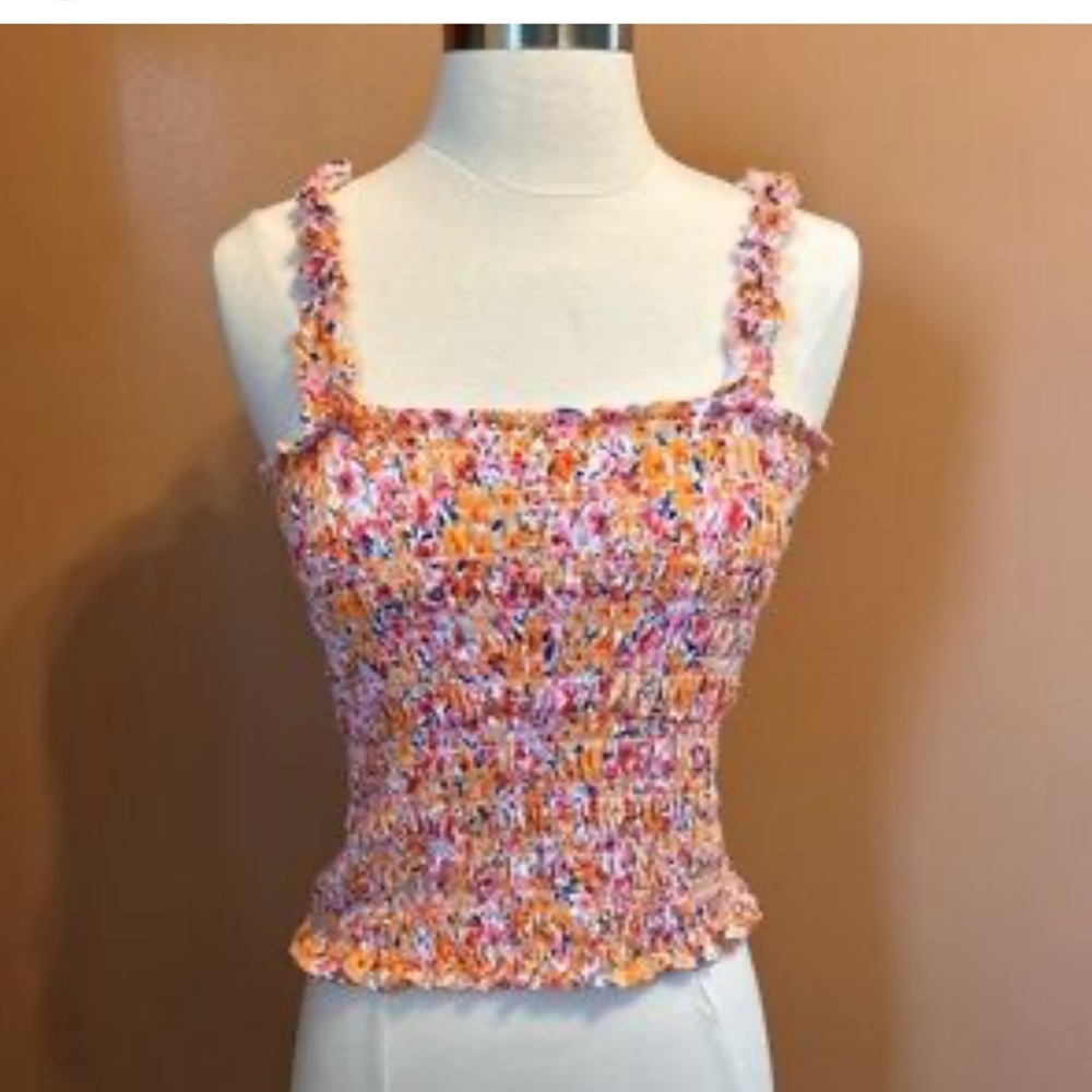 Old Navy Multicolor Floral Smocked Tank Top